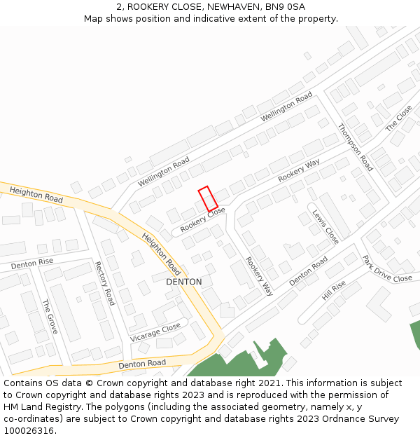 2, ROOKERY CLOSE, NEWHAVEN, BN9 0SA: Location map and indicative extent of plot