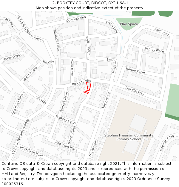 2, ROOKERY COURT, DIDCOT, OX11 6AU: Location map and indicative extent of plot