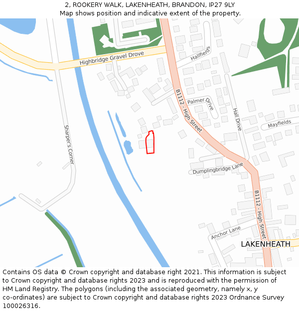 2, ROOKERY WALK, LAKENHEATH, BRANDON, IP27 9LY: Location map and indicative extent of plot