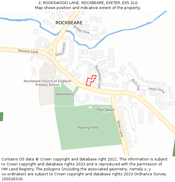 2, ROOKSWOOD LANE, ROCKBEARE, EXETER, EX5 2LG: Location map and indicative extent of plot