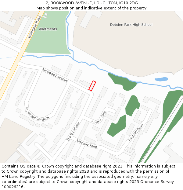 2, ROOKWOOD AVENUE, LOUGHTON, IG10 2DG: Location map and indicative extent of plot