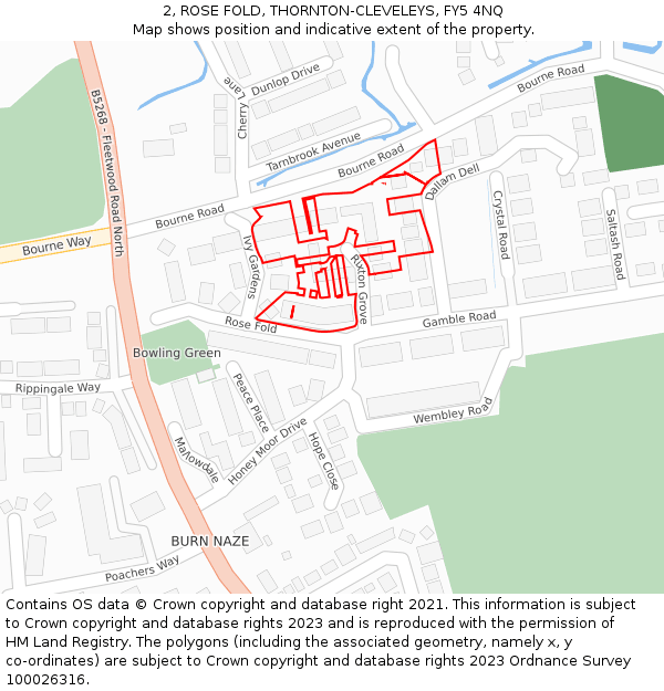 2, ROSE FOLD, THORNTON-CLEVELEYS, FY5 4NQ: Location map and indicative extent of plot
