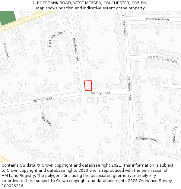 2, ROSEBANK ROAD, WEST MERSEA, COLCHESTER, CO5 8NH: Location map and indicative extent of plot
