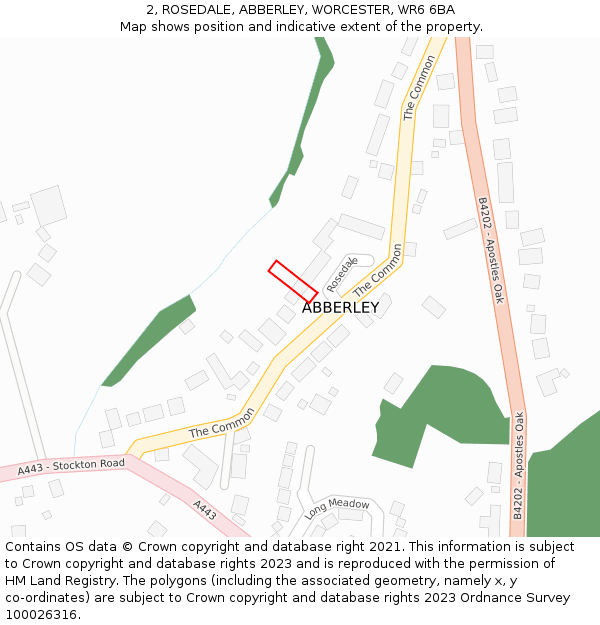 2, ROSEDALE, ABBERLEY, WORCESTER, WR6 6BA: Location map and indicative extent of plot