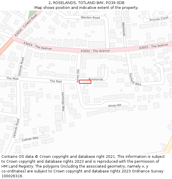 2, ROSELANDS, TOTLAND BAY, PO39 0DB: Location map and indicative extent of plot