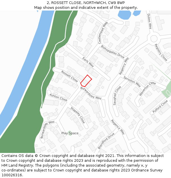 2, ROSSETT CLOSE, NORTHWICH, CW9 8WP: Location map and indicative extent of plot