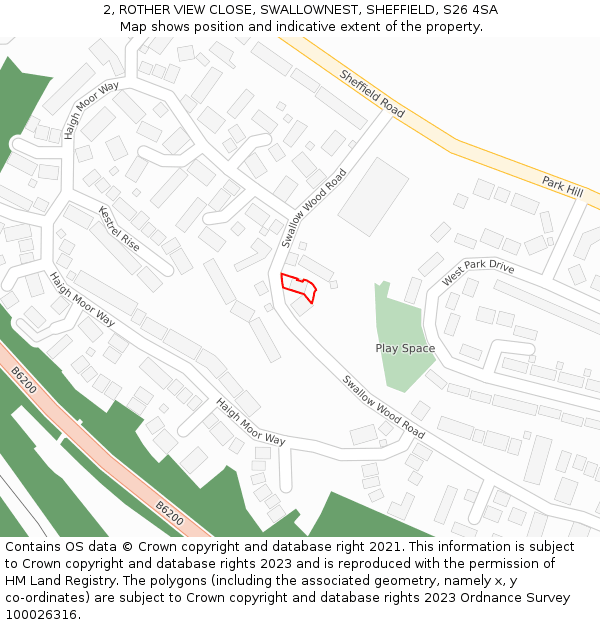 2, ROTHER VIEW CLOSE, SWALLOWNEST, SHEFFIELD, S26 4SA: Location map and indicative extent of plot