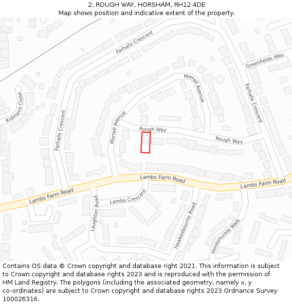 2, ROUGH WAY, HORSHAM, RH12 4DE: Location map and indicative extent of plot