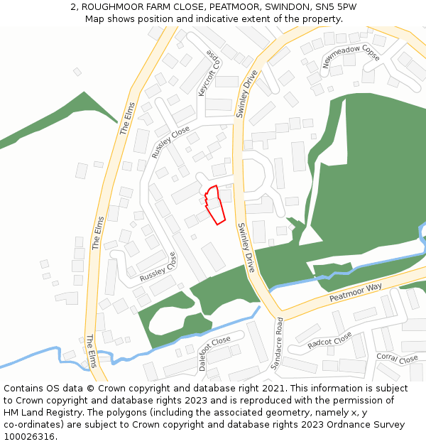 2, ROUGHMOOR FARM CLOSE, PEATMOOR, SWINDON, SN5 5PW: Location map and indicative extent of plot