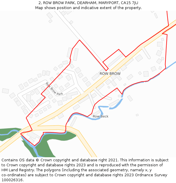 2, ROW BROW PARK, DEARHAM, MARYPORT, CA15 7JU: Location map and indicative extent of plot