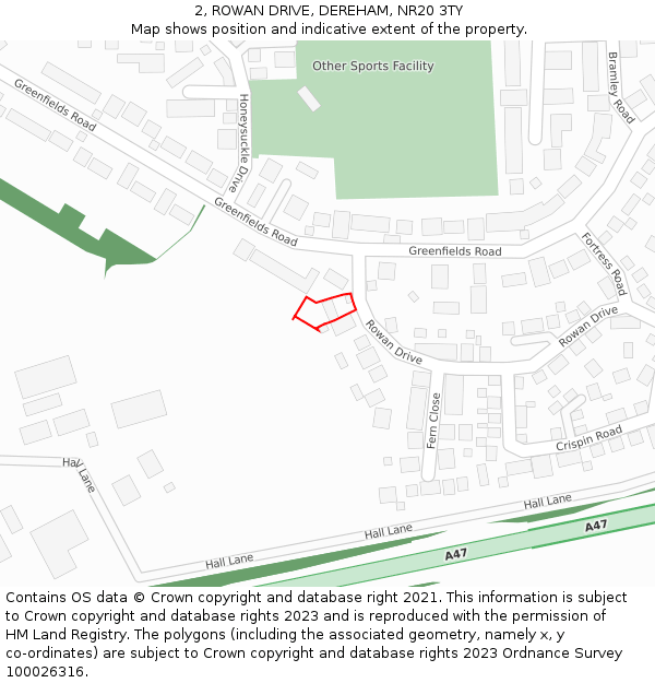 2, ROWAN DRIVE, DEREHAM, NR20 3TY: Location map and indicative extent of plot