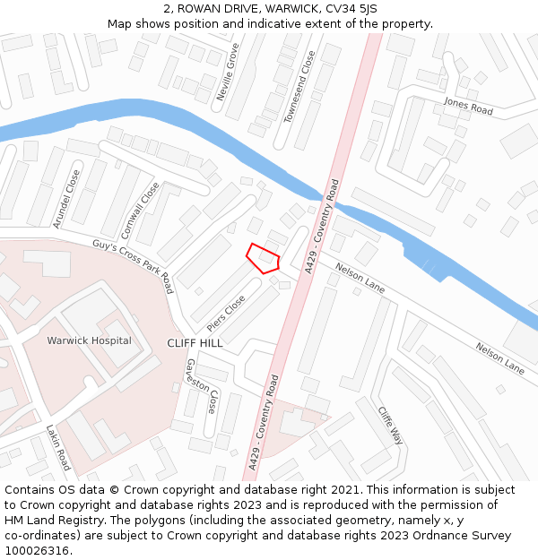 2, ROWAN DRIVE, WARWICK, CV34 5JS: Location map and indicative extent of plot