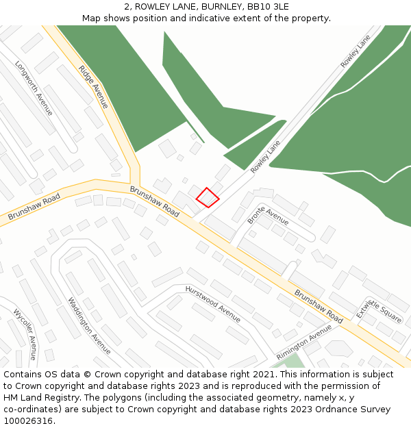 2, ROWLEY LANE, BURNLEY, BB10 3LE: Location map and indicative extent of plot