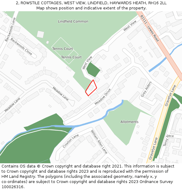 2, ROWSTILE COTTAGES, WEST VIEW, LINDFIELD, HAYWARDS HEATH, RH16 2LL: Location map and indicative extent of plot