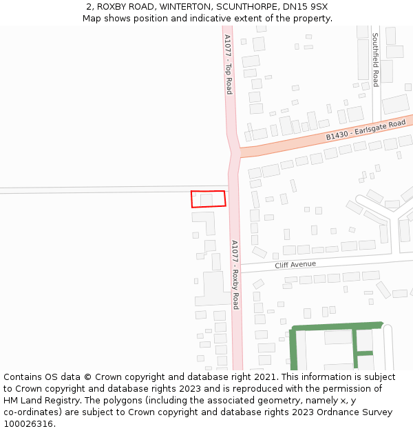 2, ROXBY ROAD, WINTERTON, SCUNTHORPE, DN15 9SX: Location map and indicative extent of plot