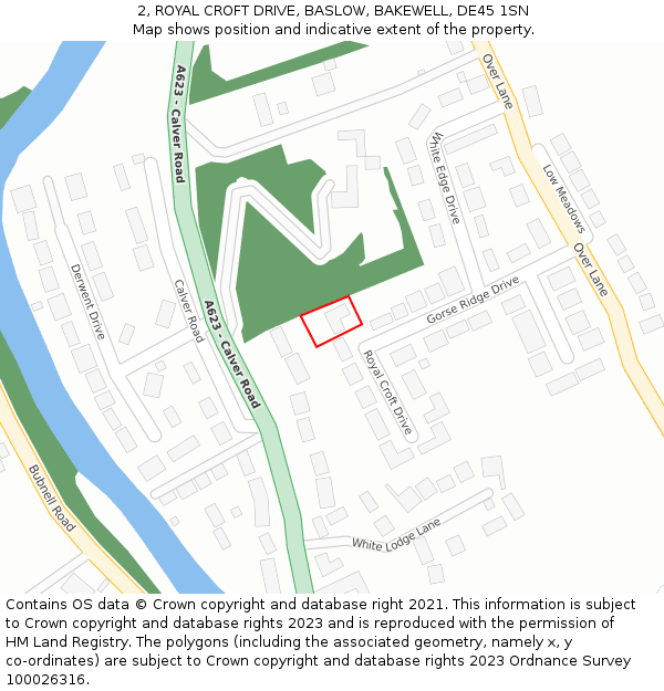 2, ROYAL CROFT DRIVE, BASLOW, BAKEWELL, DE45 1SN: Location map and indicative extent of plot
