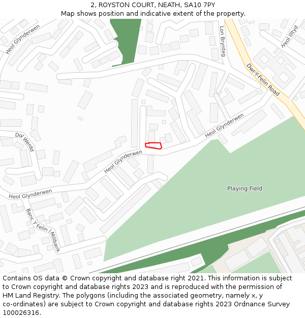 2, ROYSTON COURT, NEATH, SA10 7PY: Location map and indicative extent of plot