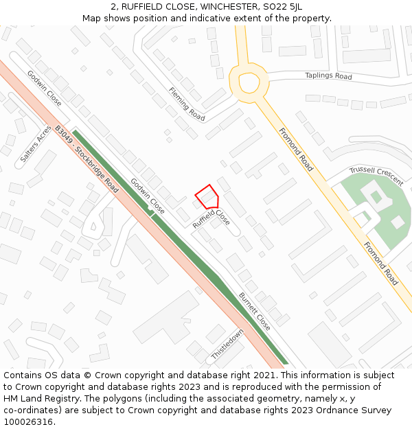 2, RUFFIELD CLOSE, WINCHESTER, SO22 5JL: Location map and indicative extent of plot