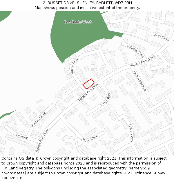 2, RUSSET DRIVE, SHENLEY, RADLETT, WD7 9RH: Location map and indicative extent of plot