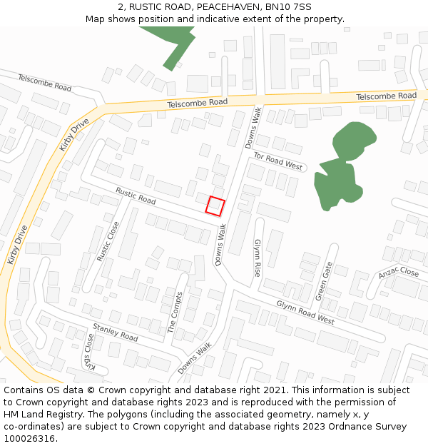 2, RUSTIC ROAD, PEACEHAVEN, BN10 7SS: Location map and indicative extent of plot