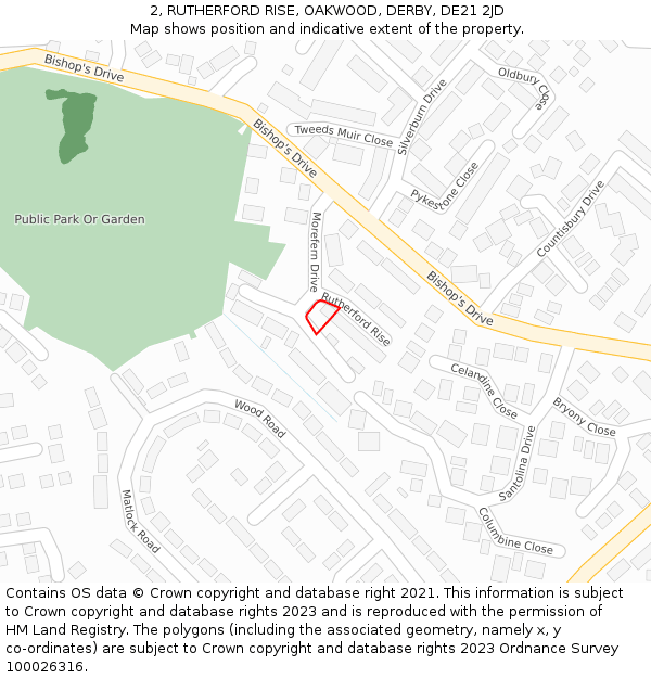 2, RUTHERFORD RISE, OAKWOOD, DERBY, DE21 2JD: Location map and indicative extent of plot