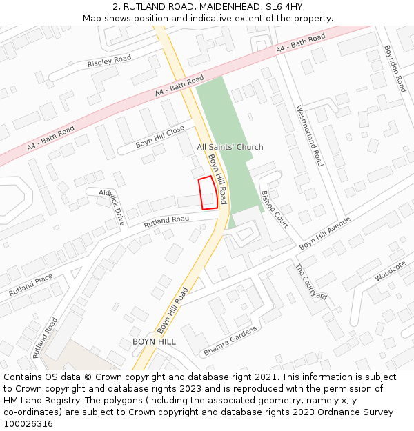 2, RUTLAND ROAD, MAIDENHEAD, SL6 4HY: Location map and indicative extent of plot