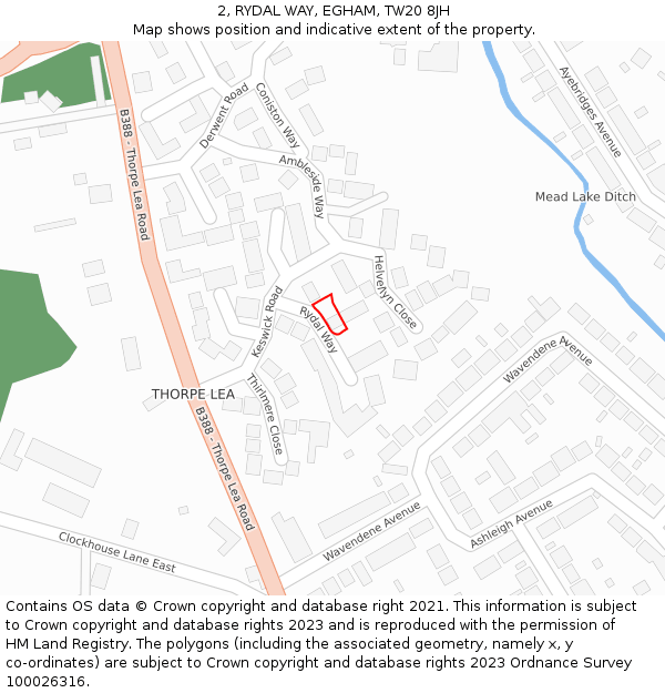 2, RYDAL WAY, EGHAM, TW20 8JH: Location map and indicative extent of plot