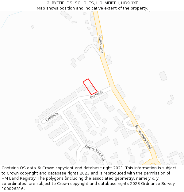 2, RYEFIELDS, SCHOLES, HOLMFIRTH, HD9 1XF: Location map and indicative extent of plot