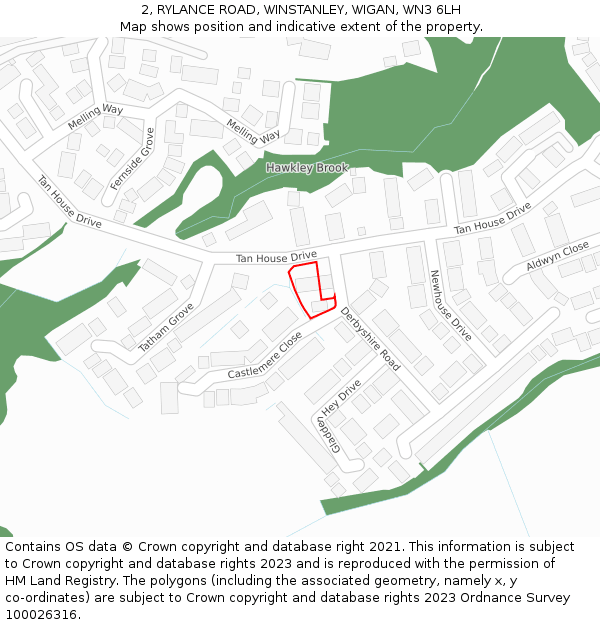 2, RYLANCE ROAD, WINSTANLEY, WIGAN, WN3 6LH: Location map and indicative extent of plot