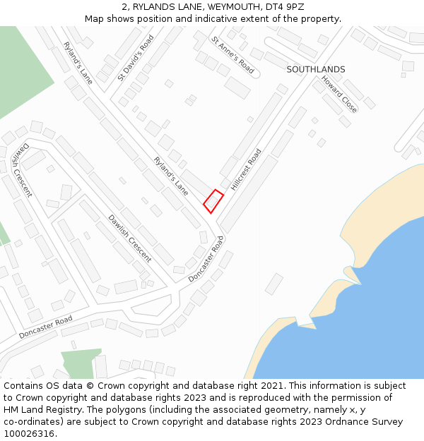 2, RYLANDS LANE, WEYMOUTH, DT4 9PZ: Location map and indicative extent of plot