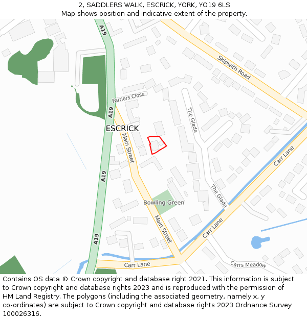 2, SADDLERS WALK, ESCRICK, YORK, YO19 6LS: Location map and indicative extent of plot