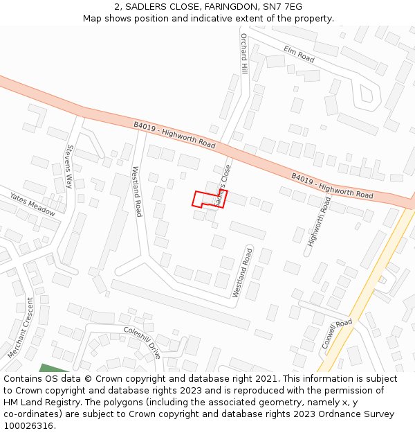 2, SADLERS CLOSE, FARINGDON, SN7 7EG: Location map and indicative extent of plot