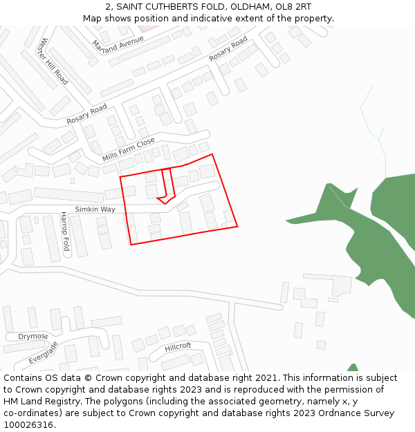 2, SAINT CUTHBERTS FOLD, OLDHAM, OL8 2RT: Location map and indicative extent of plot