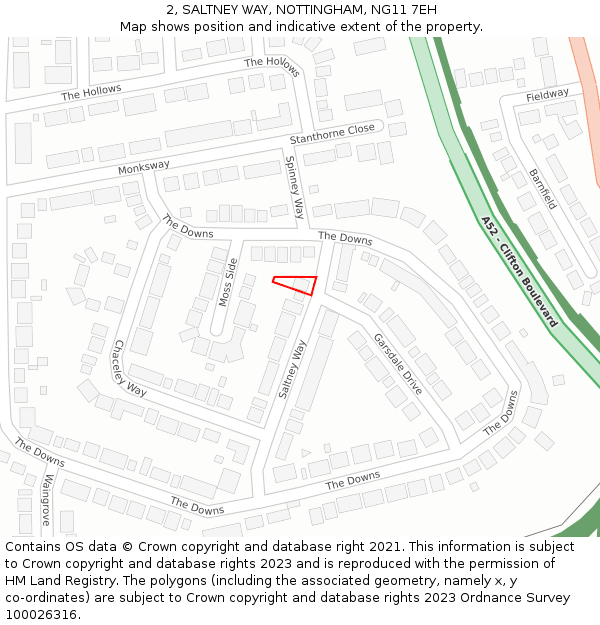 2, SALTNEY WAY, NOTTINGHAM, NG11 7EH: Location map and indicative extent of plot