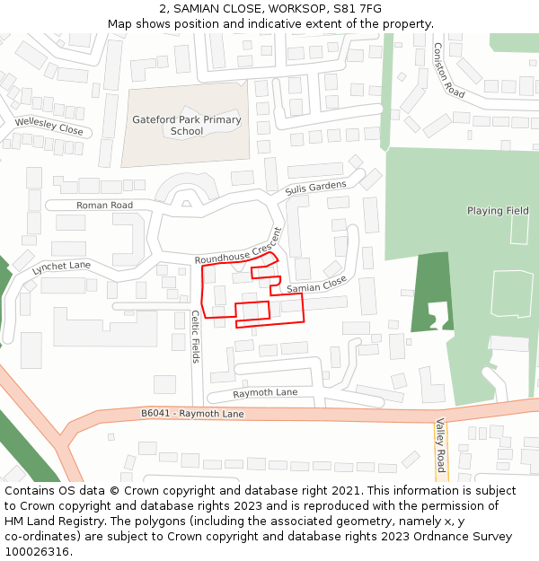 2, SAMIAN CLOSE, WORKSOP, S81 7FG: Location map and indicative extent of plot