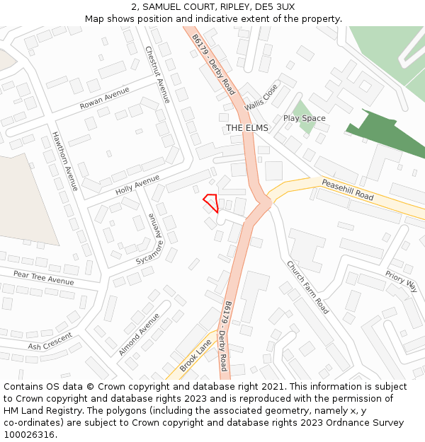 2, SAMUEL COURT, RIPLEY, DE5 3UX: Location map and indicative extent of plot