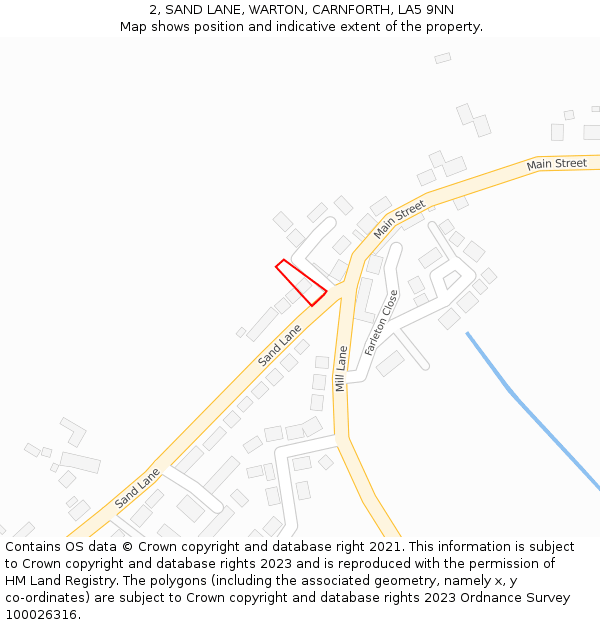 2, SAND LANE, WARTON, CARNFORTH, LA5 9NN: Location map and indicative extent of plot