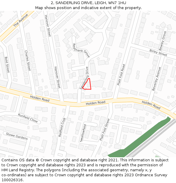 2, SANDERLING DRIVE, LEIGH, WN7 1HU: Location map and indicative extent of plot