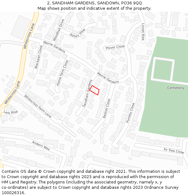 2, SANDHAM GARDENS, SANDOWN, PO36 9QQ: Location map and indicative extent of plot