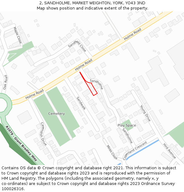 2, SANDHOLME, MARKET WEIGHTON, YORK, YO43 3ND: Location map and indicative extent of plot