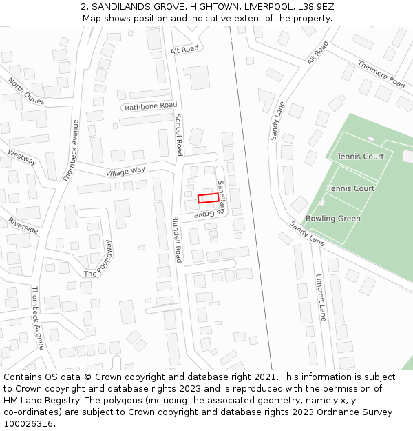 2, SANDILANDS GROVE, HIGHTOWN, LIVERPOOL, L38 9EZ: Location map and indicative extent of plot