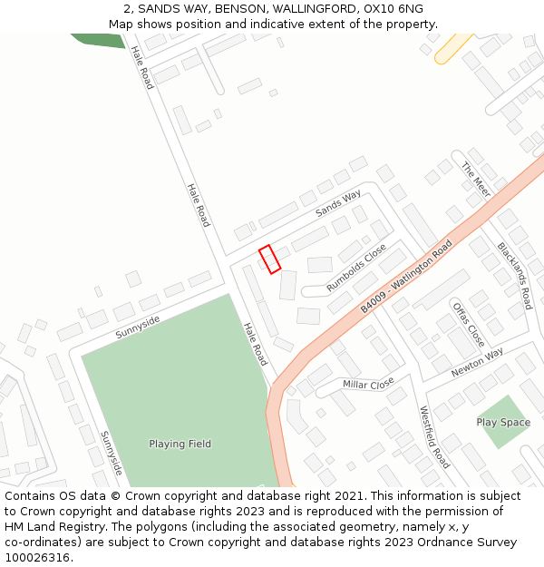 2, SANDS WAY, BENSON, WALLINGFORD, OX10 6NG: Location map and indicative extent of plot