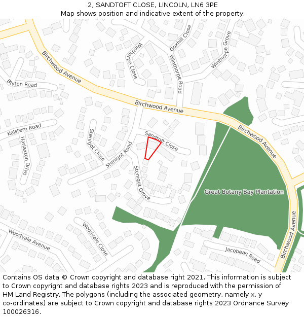 2, SANDTOFT CLOSE, LINCOLN, LN6 3PE: Location map and indicative extent of plot