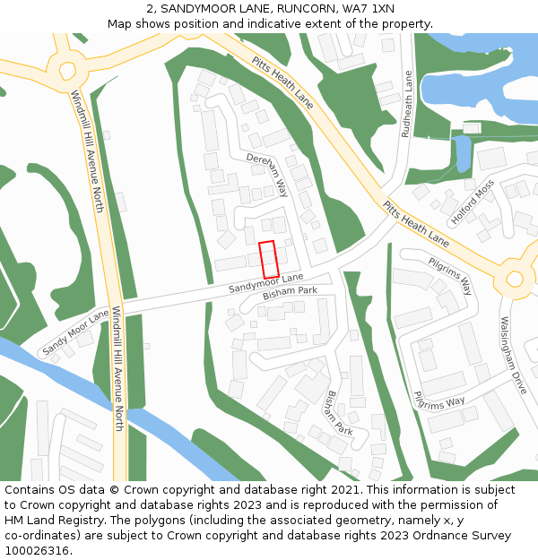 2, SANDYMOOR LANE, RUNCORN, WA7 1XN: Location map and indicative extent of plot