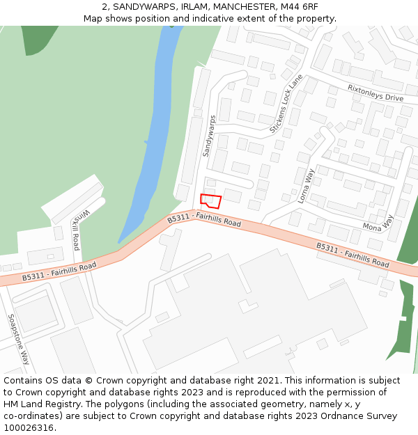 2, SANDYWARPS, IRLAM, MANCHESTER, M44 6RF: Location map and indicative extent of plot