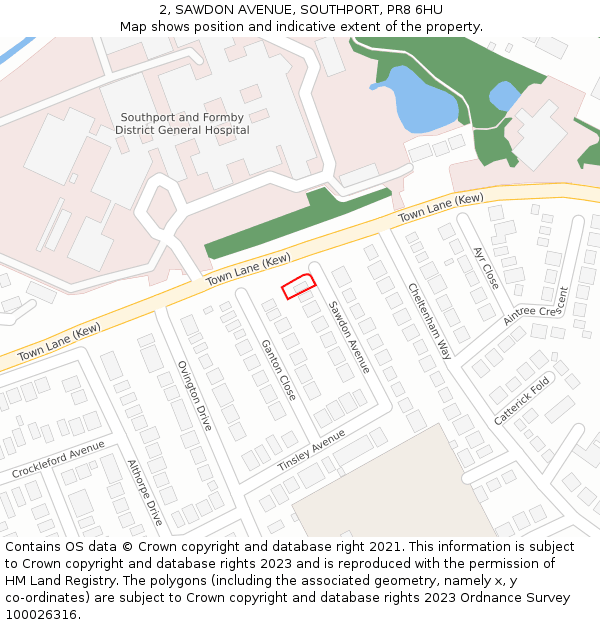 2, SAWDON AVENUE, SOUTHPORT, PR8 6HU: Location map and indicative extent of plot