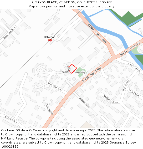 2, SAXON PLACE, KELVEDON, COLCHESTER, CO5 9FE: Location map and indicative extent of plot