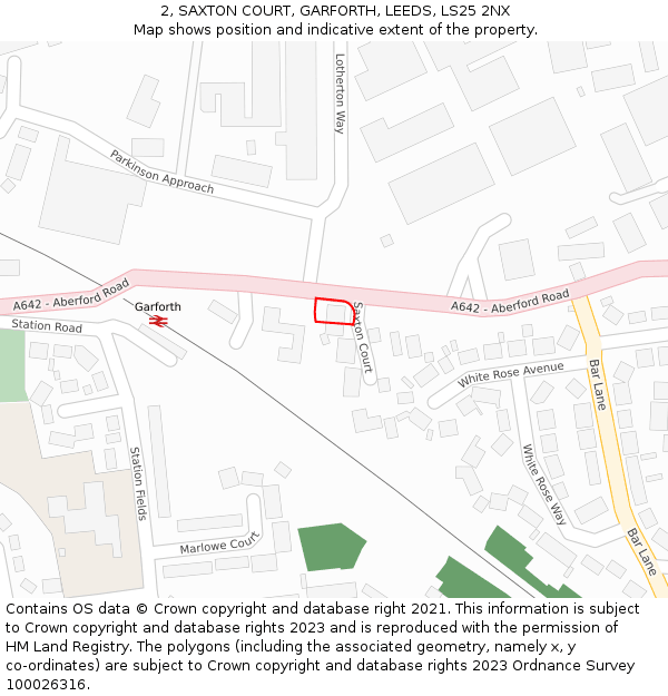 2, SAXTON COURT, GARFORTH, LEEDS, LS25 2NX: Location map and indicative extent of plot