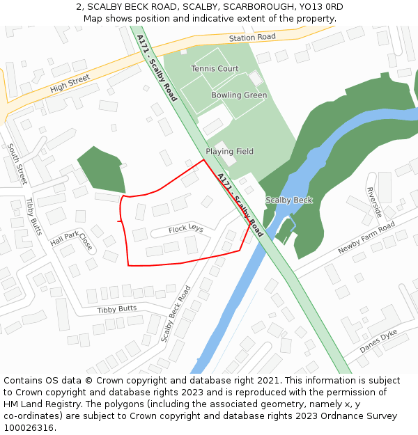 2, SCALBY BECK ROAD, SCALBY, SCARBOROUGH, YO13 0RD: Location map and indicative extent of plot