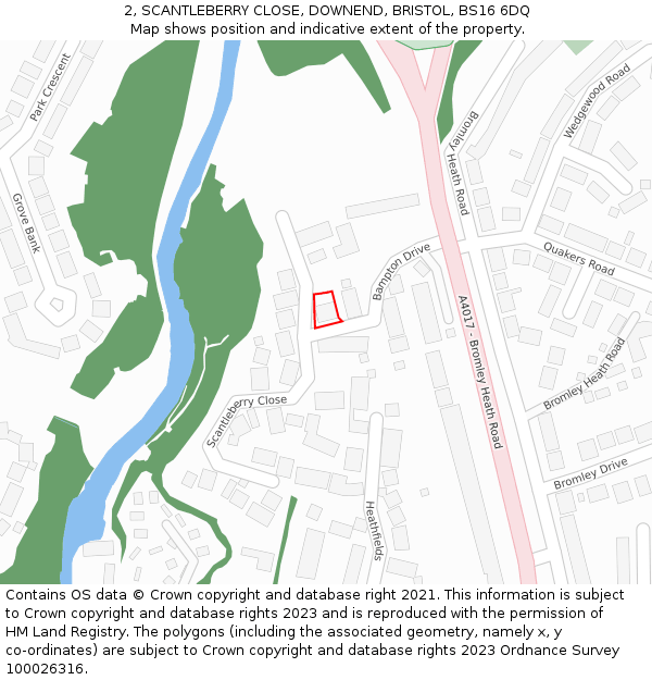 2, SCANTLEBERRY CLOSE, DOWNEND, BRISTOL, BS16 6DQ: Location map and indicative extent of plot